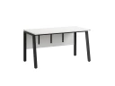 Стол прямой, Л-опора, экран ЛДСП,парящая стол-ца 2000x700x750 RM009-20x7 Белый/Черный