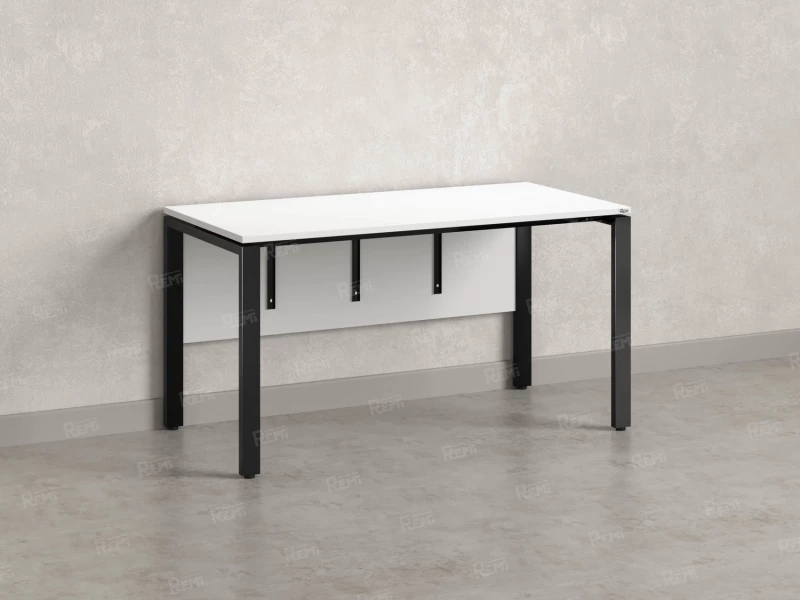 Стол прямой, П-опоры, экран ЛДСП,парящая стол-ца 1800x800x750 RM007-18x8 Белый/Черный
