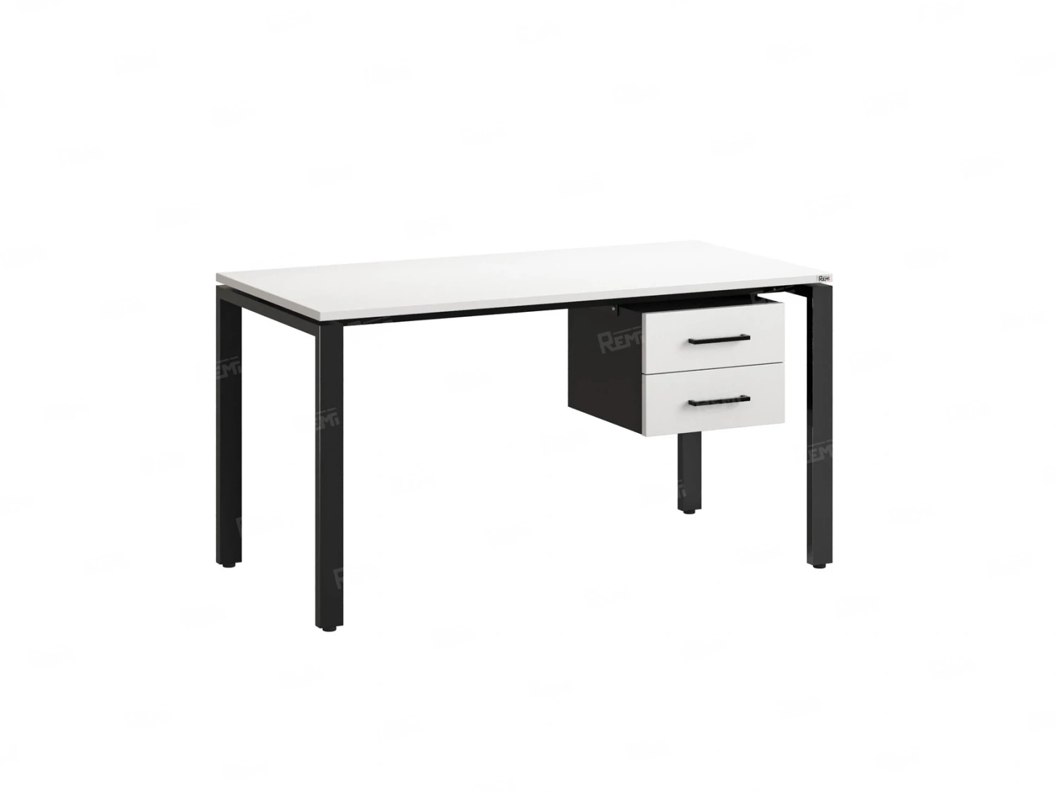 Стол прямой с подвесной тумбой 2 ящика, П-опора 1600x700x750 RM039-16x7 Белый/Черный