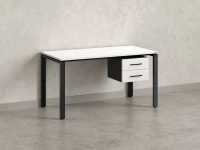Стол прямой с подвесной тумбой 2 ящика, П-опора 1600x700x750 RM039-16x7 Белый/Черный