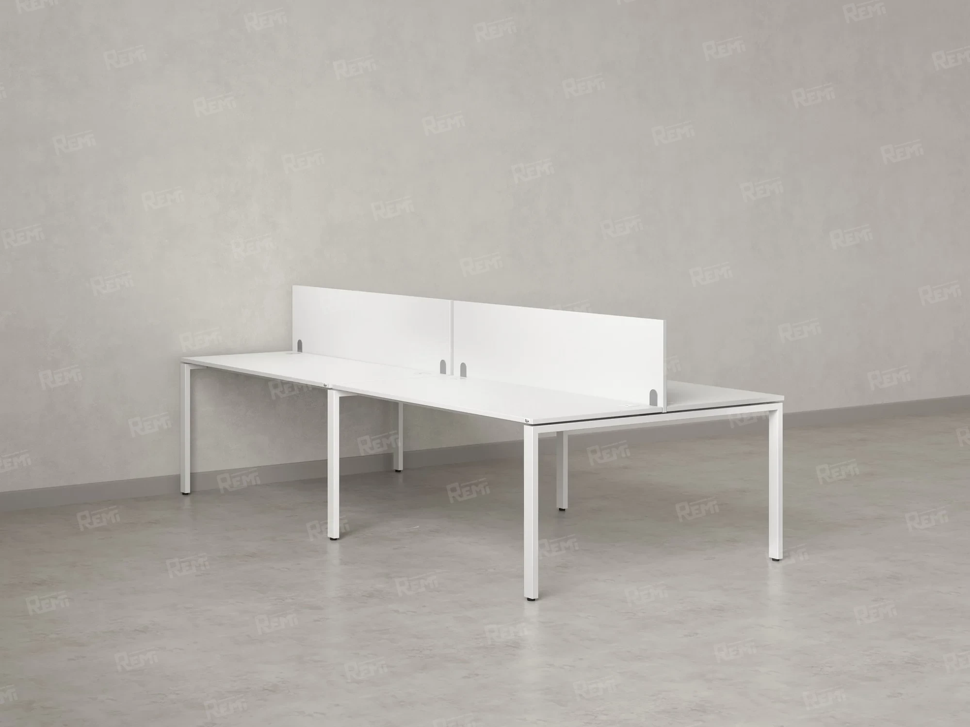 Бенч-система, 4 рабочих места, на П-образных опорах, 2 ЛДСП экранов 2000x1600x750 RM166-4-10x16 Белый/Белый