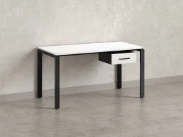 Стол прямой с подвесной тумбой, П-опора 2000x600x750 RM038-20x6 Белый/Черный