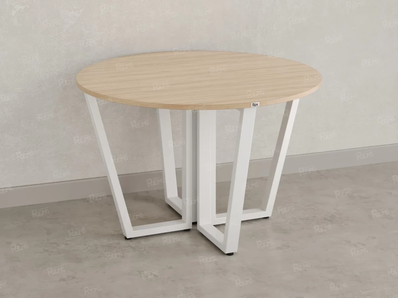 Круглый стол на U-образных опорах 1300x1300x750 RM188-13x13 Вяз Швейцарский светлый/Белый