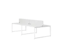 Бенч-система, 4 рабочих места, на О-образных опорах, 2 тканевых экранов 2800x1400x750 RM170-3-14x14 Белый/Белый