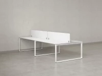 Бенч-система, 4 рабочих места, на О-образных опорах, 2 тканевых экранов 2800x1400x750 RM170-3-14x14 Белый/Белый