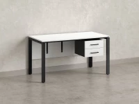 Стол прямой, подвесная тумба, ЛДСП экран, П-опора 1600x800x750 RM031-16x8 Белый/Черный