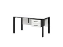 Стол прямой, подвесная тумба, ЛДСП экран, П-опора 1600x800x750 RM031-16x8 Белый/Черный
