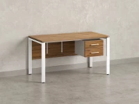 Стол прямой, подвесная тумба, ЛДСП экран, П-опора 2000x800x750 RM031-20x8 Дуб Юстус/Белый