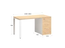 Стол прямой с тумбой на П-образных опоре, правый 1600x700x750 RM103-16x7 Вяз Швейцарский светлый/Белый