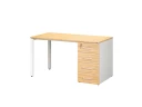 Стол прямой с тумбой на П-образных опоре, правый 1600x700x750 RM103-16x7 Вяз Швейцарский светлый/Белый