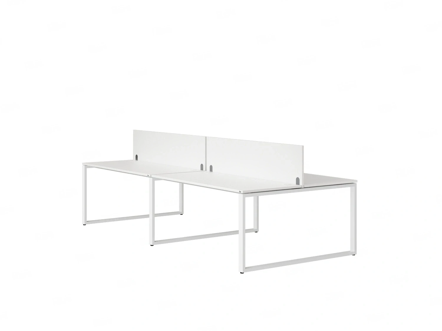 Бенч-система, 4 рабочих места, на О-образных опорах, 2 ЛДСП экранов 3600x1200x750 RM170-4-18x12 Белый/Белый