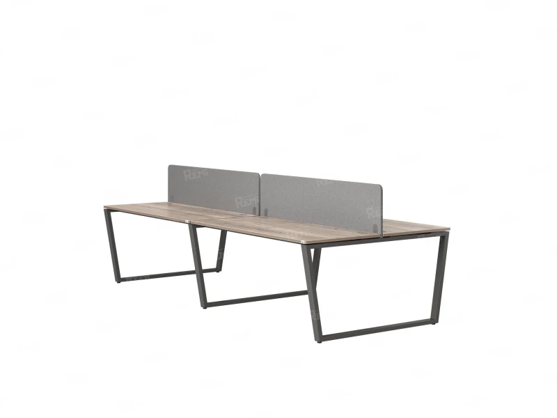 Бенч-система, 4 рабочих места, на U-образных опорах, 2 тканевых экранов 2400x1200x750 RM173-3-12x12 Дуб Маувелла/Серый
