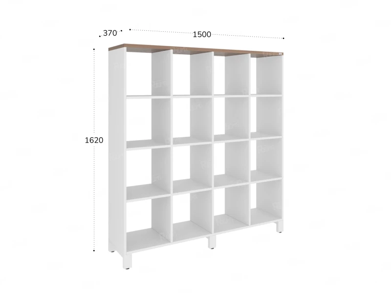 Стеллаж, 16 ячеек 1500х370х1620 RM140-15x37 Дуб Юстус/Белый