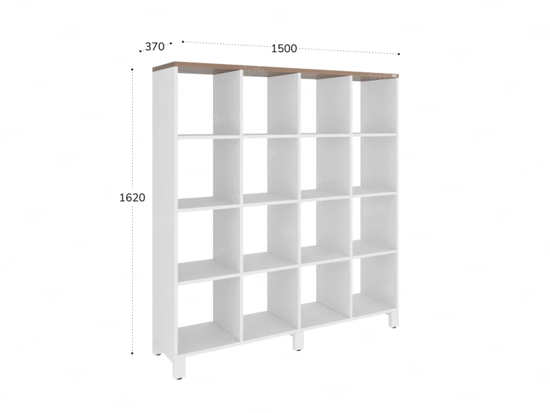 Стеллаж, 16 ячеек 1500х370х1620 RM140-15x37 Дуб Юстус/Белый