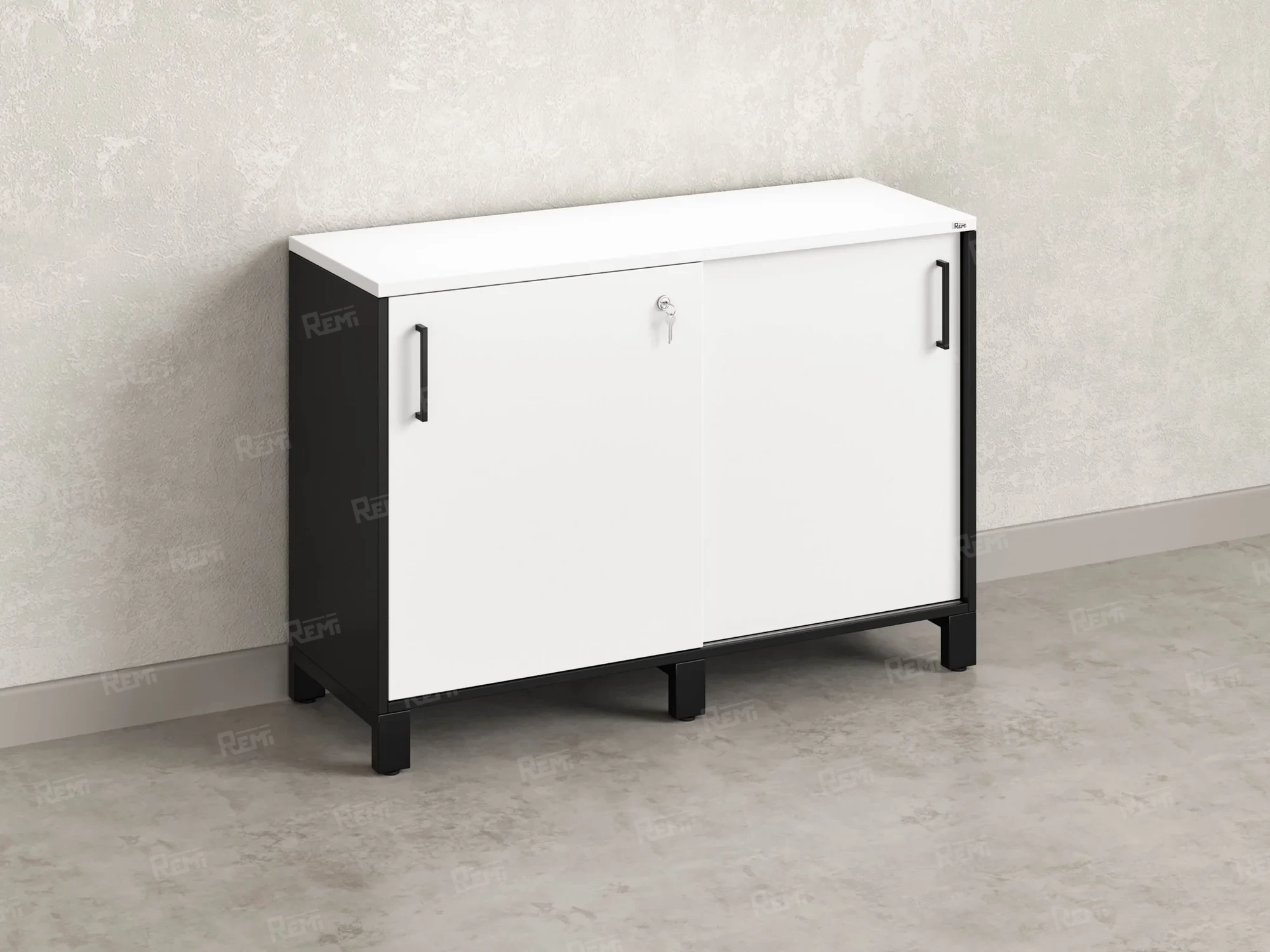 Низкий шкаф-купе 1200x420x850 RM124-120x42 Белый/Черный