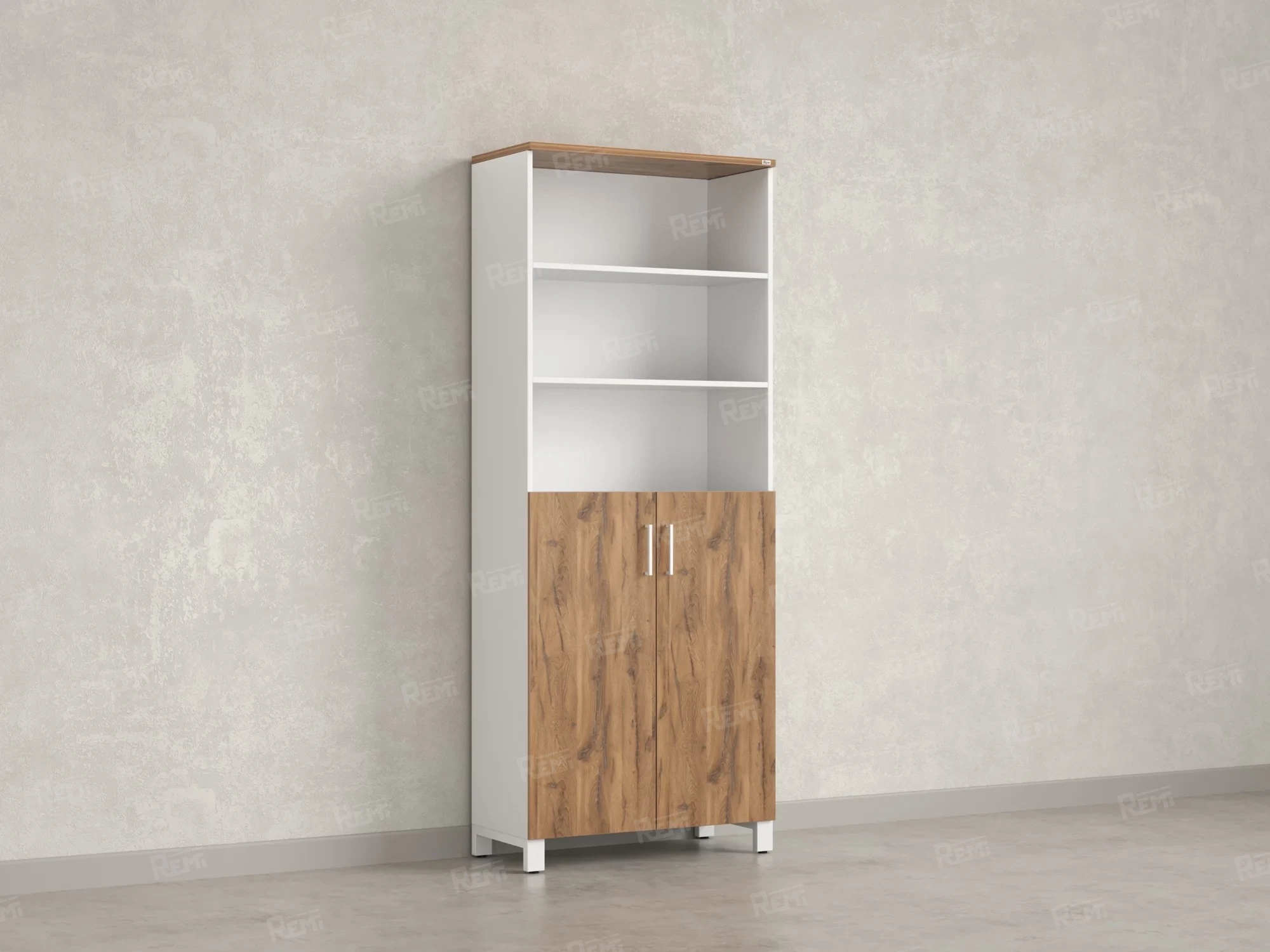 Шкаф комбинированный, 6 уровней 900x420x2200 RM154-90x41 Дуб Юстус/Белый