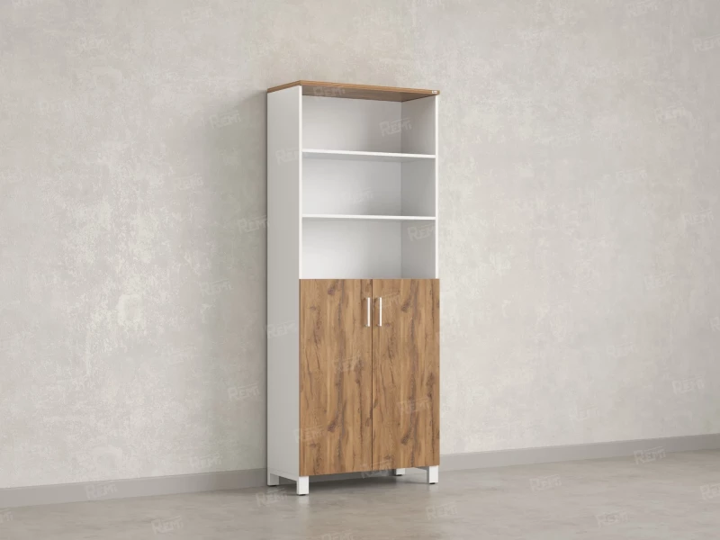 Шкаф комбинированный, 6 уровней 900x420x2200 RM154-90x41 Дуб Юстус/Белый