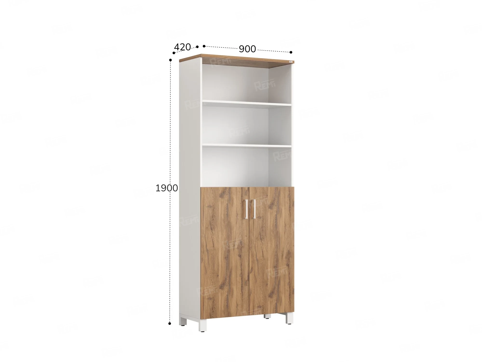 Шкаф комбинированный, 6 уровней 900x420x2200 RM154-90x41 Дуб Юстус/Белый