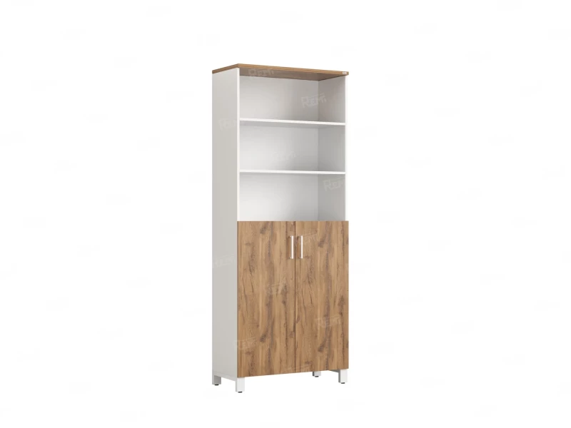 Шкаф комбинированный, 6 уровней 900x420x2200 RM154-90x41 Дуб Юстус/Белый