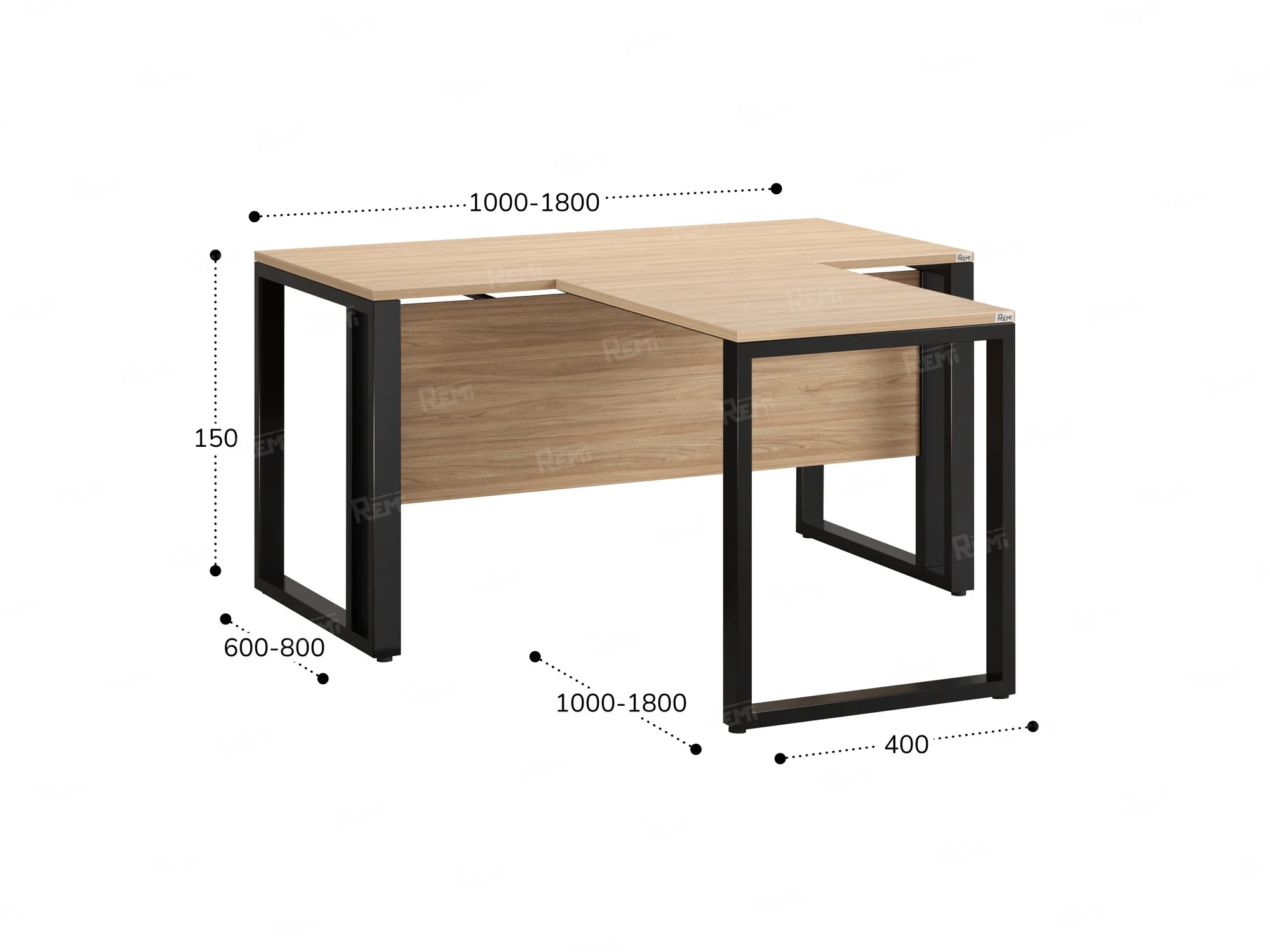 Стол с брифингом на О-образных опорах с экраном ЛДСП RM046-16x8 1600x2400x750 Вяз Швейцарский светлый/Черный