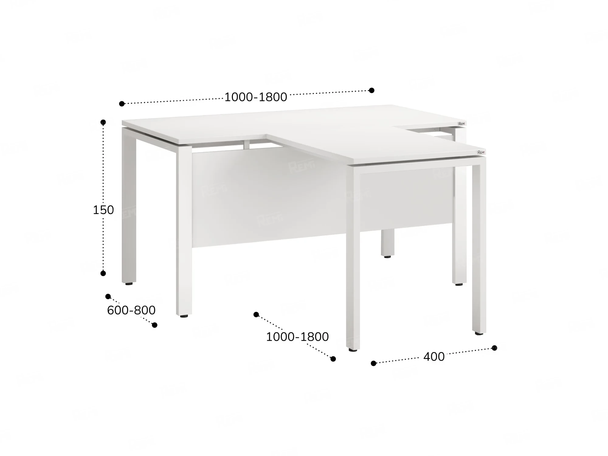 Стол с брифингом с парящей столешницей на П-образных опорах с экраном ЛДСП RM043-10x8 1000x1800x750 Белый/Белый