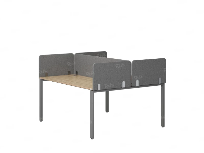 Бенч-система, 2 рабочих места, на П-образных опорах, 5 тканевых экрана 1000x1200x750 RM165-3-10x12 Вяз Швейцарский светлый/Серый