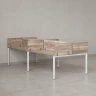 Бенч-система, 4 рабочих места, на П-образных опорах, 8 ЛДСП экранов 1200x1200x750 RM166-2-12x12 Дуб Маувелла/Белый
