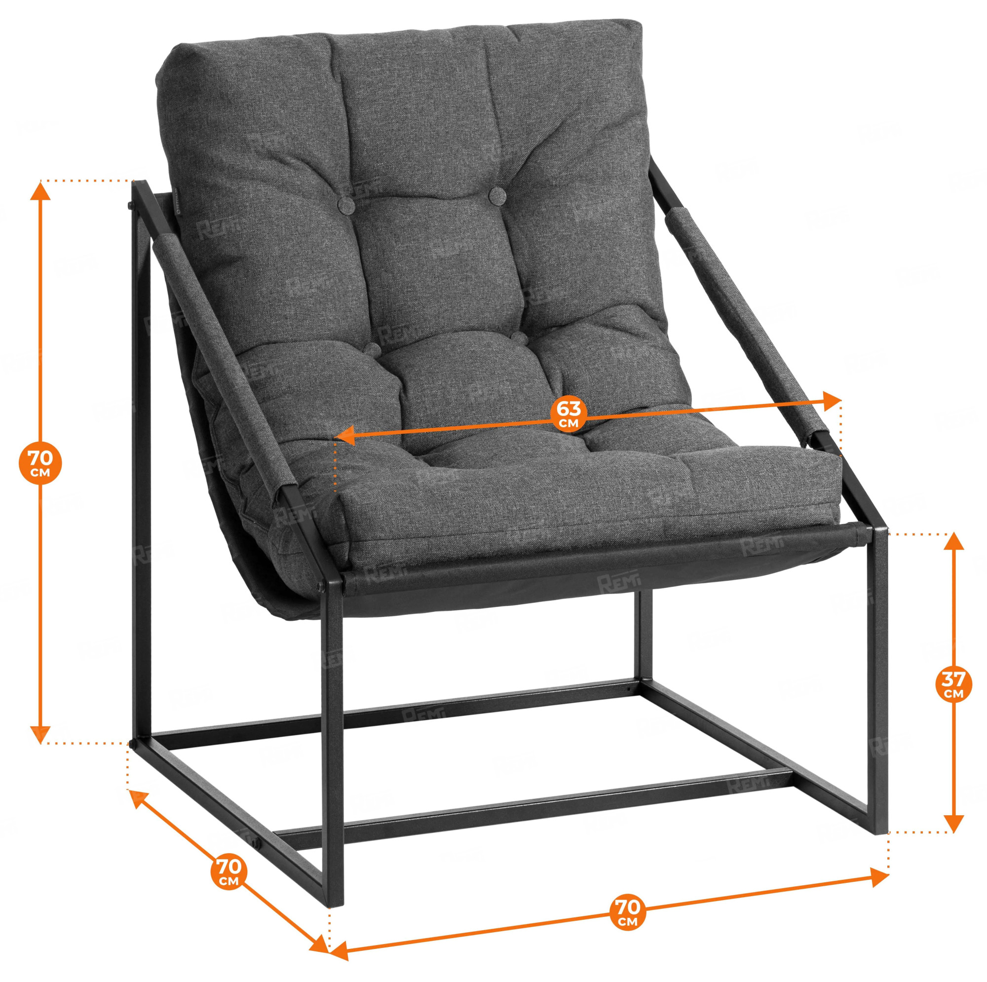 Кресло Charli / Чарли без подлокотника Серый/Серый, Ткань (арт. 24902)