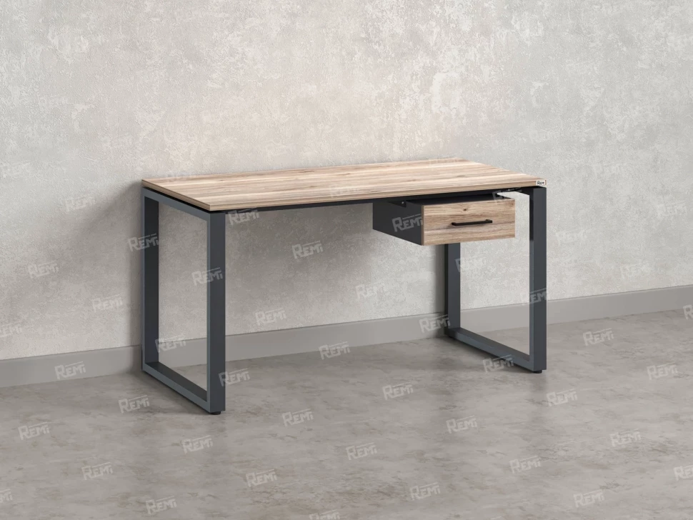 Стол прямой с подвесной тумбой, О-опора 1800x600x750 RM036-18x6 Дуб Маувелла/Серый