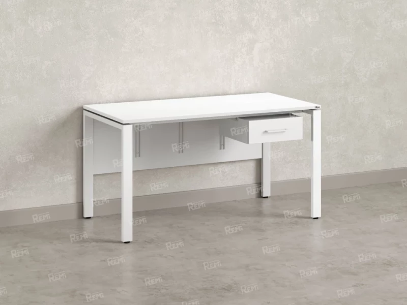 Стол прямой, подвесная тумба, ЛДСП экран, П-опора 1800x700x750 RM030-18x7 Белый/Белый