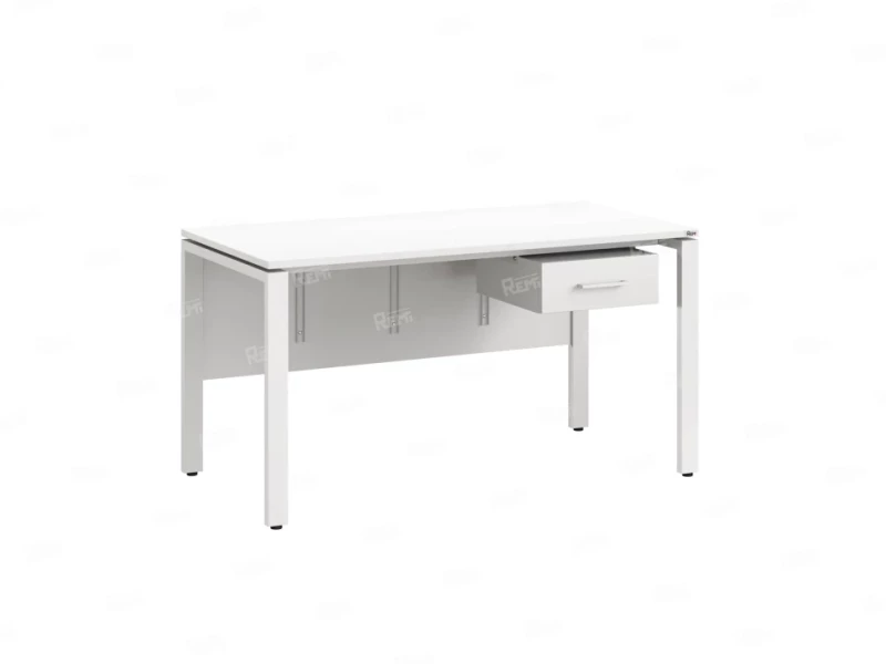 Стол прямой, подвесная тумба, ЛДСП экран, П-опора 1800x700x750 RM030-18x7 Белый/Белый