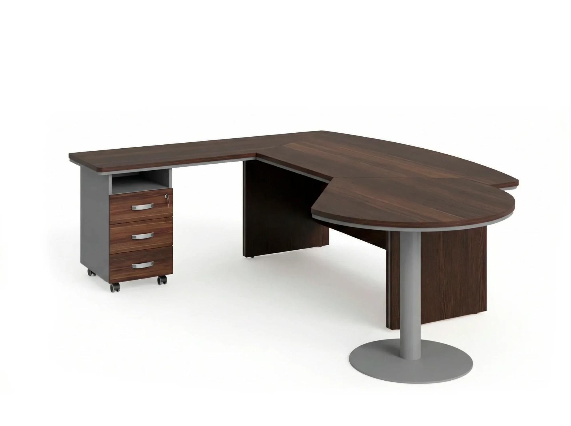 BRL RB073-235x200L Стол рук-ля L угл. брифинг и тумба 3 ящ. 2350х2000х760 Венге/Серый вулканический