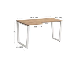 Стол угловой, U-опора, левый 1800x600/900x750, RM051-18x6-9 Дуб Юстус/Белый