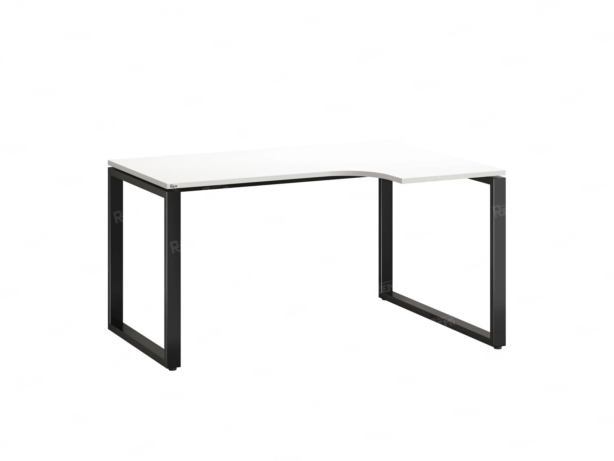 Стол угловой, О-опора, правый 1600x800/1000x750, RM054-16x8-10 Белый/Черный
