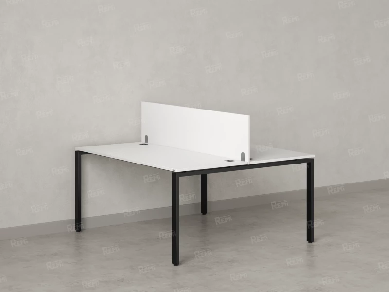 Бенч-система, 2 рабочих места, с одним экраном ЛДСП 1200x1200x750 RM165-2-12x12 Белый/Черный