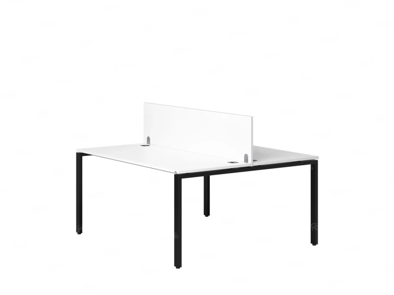 Бенч-система, 2 рабочих места, с одним экраном ЛДСП 1200x1200x750 RM165-2-12x12 Белый/Черный