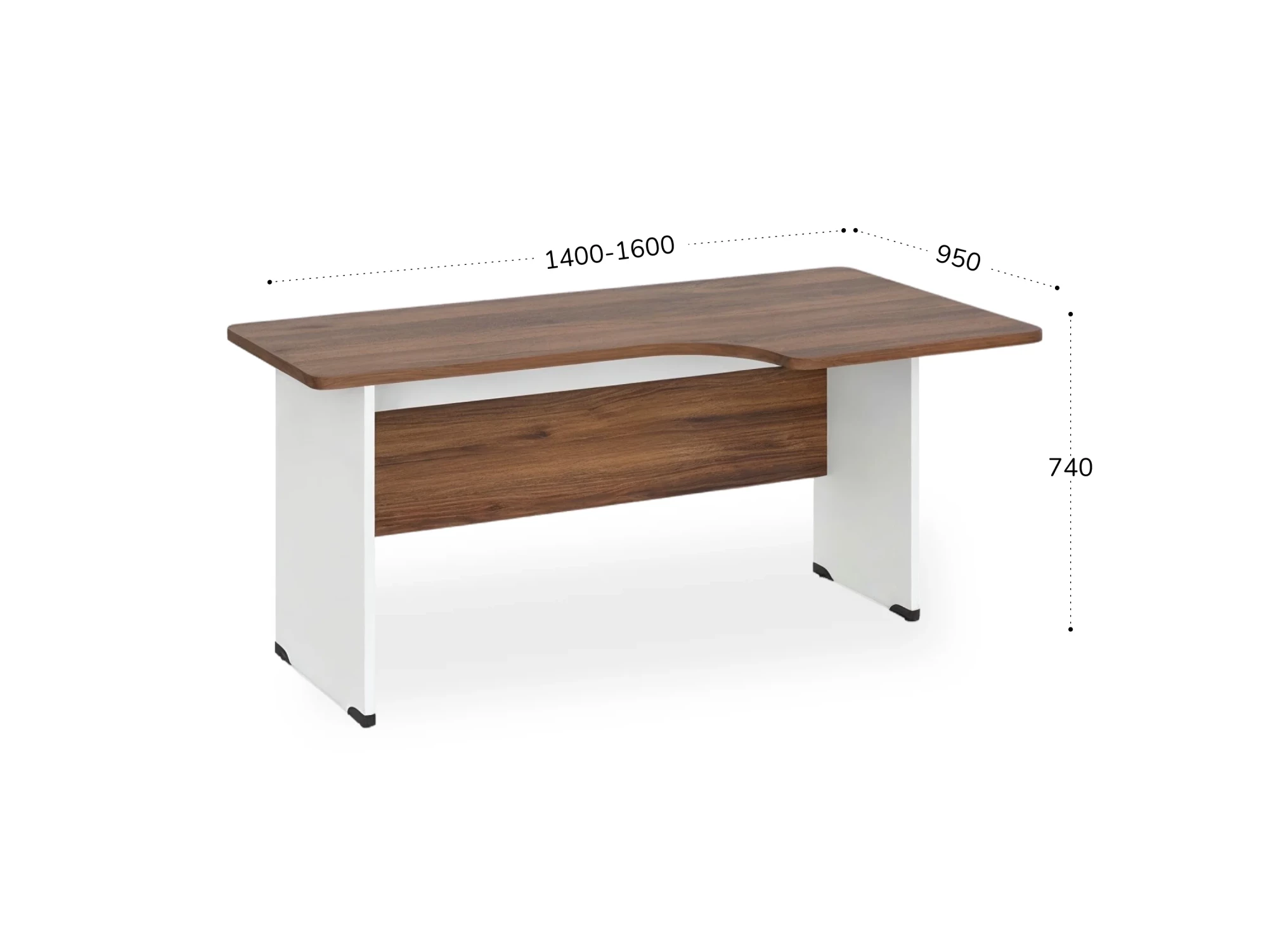 BRL RB085-160х95R Угловое рабочее место правое 1600х950х740 Орех Вармия/Белый