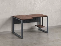 Стол угловой, экран металл, О-опора, левый 1400x900/1200x750, RM056-14x9-12 Дуб Апрельский шоколад/Серый