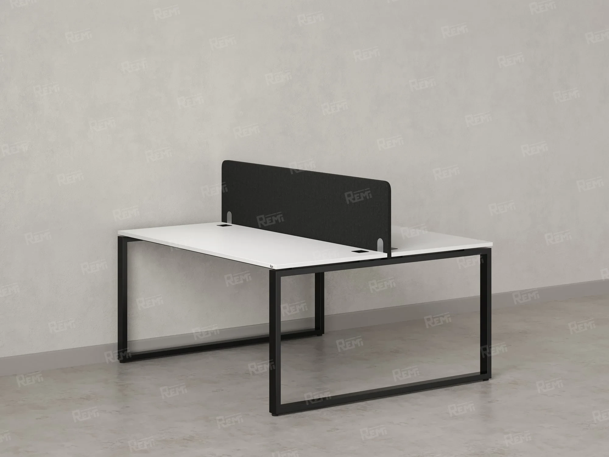 Бенч-система, 2 рабочих места, с одним тканевым экраном 1800x1400x750 RM169-1-18x14 Белый/Черный