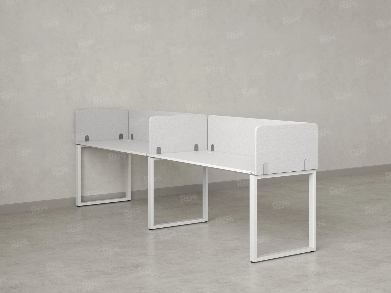 Бенч-система в 1 ряд, 2 рабочих места 5 тканевых экранов 2700x700x750 RM168-1-27x7 Белый/Белый