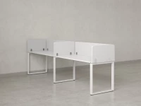 Бенч-система в 1 ряд, 2 рабочих места 5 тканевых экранов 2700x700x750 RM168-1-27x7 Белый/Белый