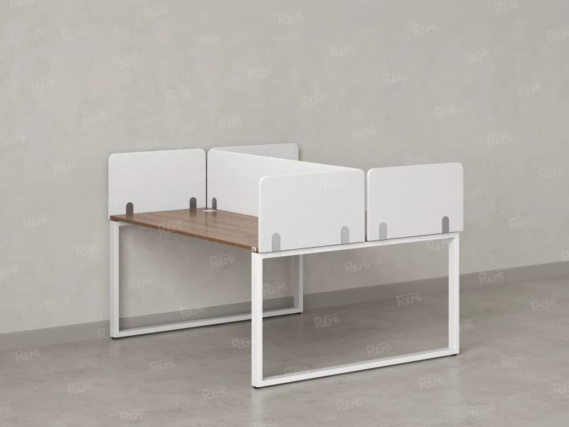 Бенч-система, 2 рабочих места, 5 тканевых экранов 1600x1200x750 RM169-3-16x12 Дуб Юстус/Белый
