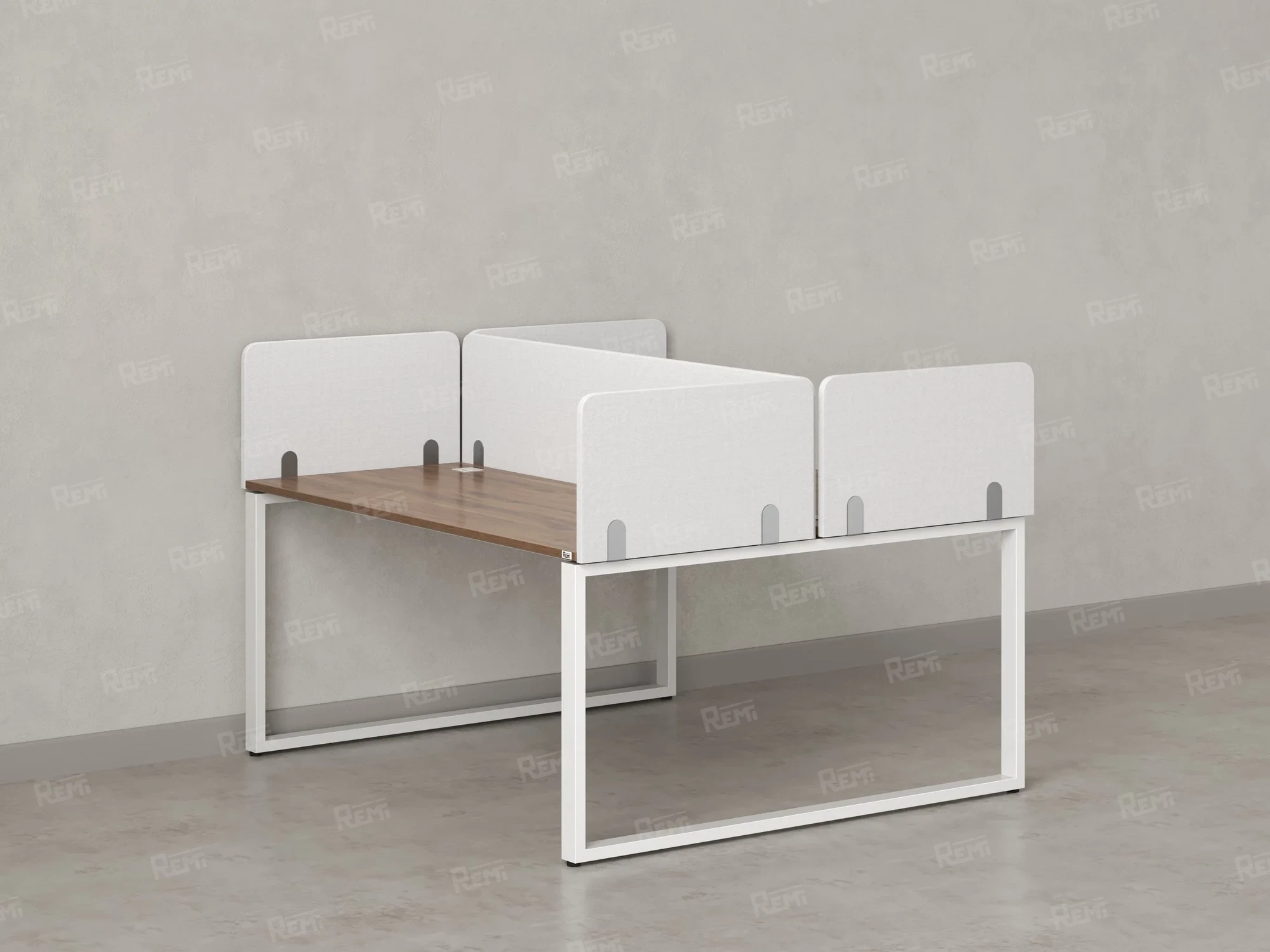 Бенч-система, 2 рабочих места, 5 тканевых экранов 1600x1200x750 RM169-3-16x12 Дуб Юстус/Белый