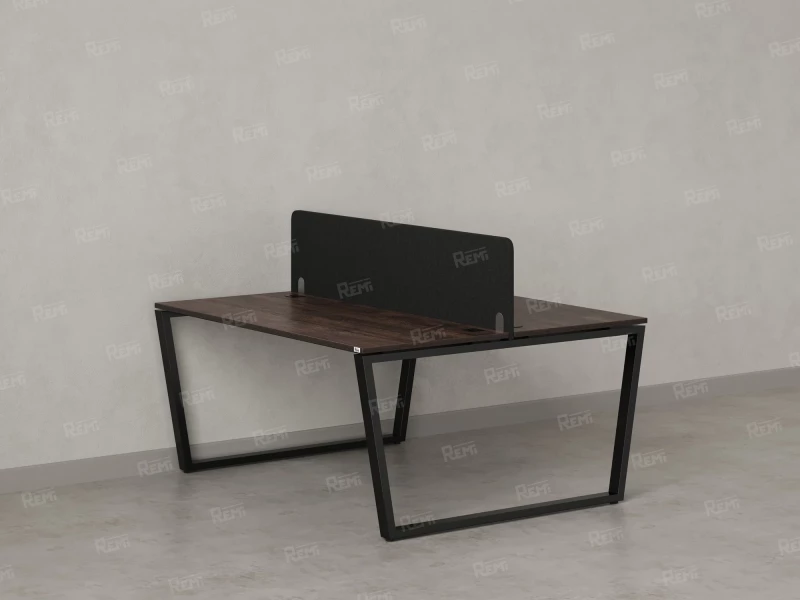 Бенч-система, 2 рабочих места, с одним тканевым экраном 1400x1200x750 RM172-1-14x12 Дуб Апрельский шоколад/Черный