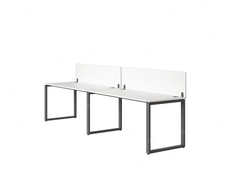 Бенч-система в 1 ряд, 2 рабочих места 2 ЛДСП экранов 2000x800x750 RM168-4-20x8 Белый/Серый