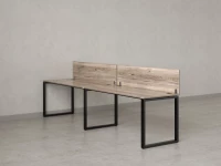 Бенч-система в 1 ряд, 2 рабочих места 2 ЛДСП экранов 2700x800x750 RM168-4-27x8 Дуб Маувелла/Черный