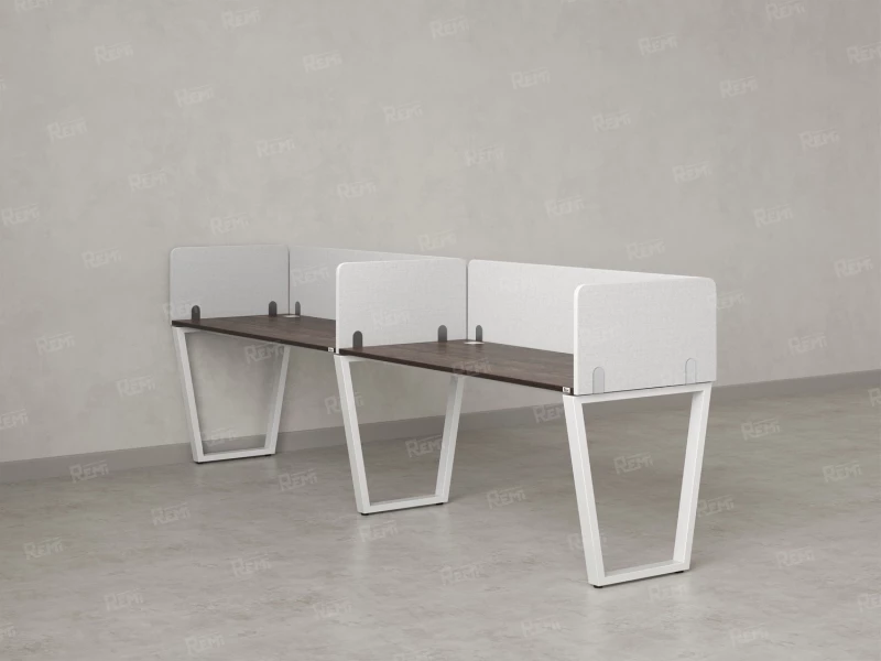 Бенч-система в 1 ряд, 2 рабочих места 5 тканевых экранов 2000x600x750 RM174-1-20x6 Дуб Апрельский шоколад/Белый