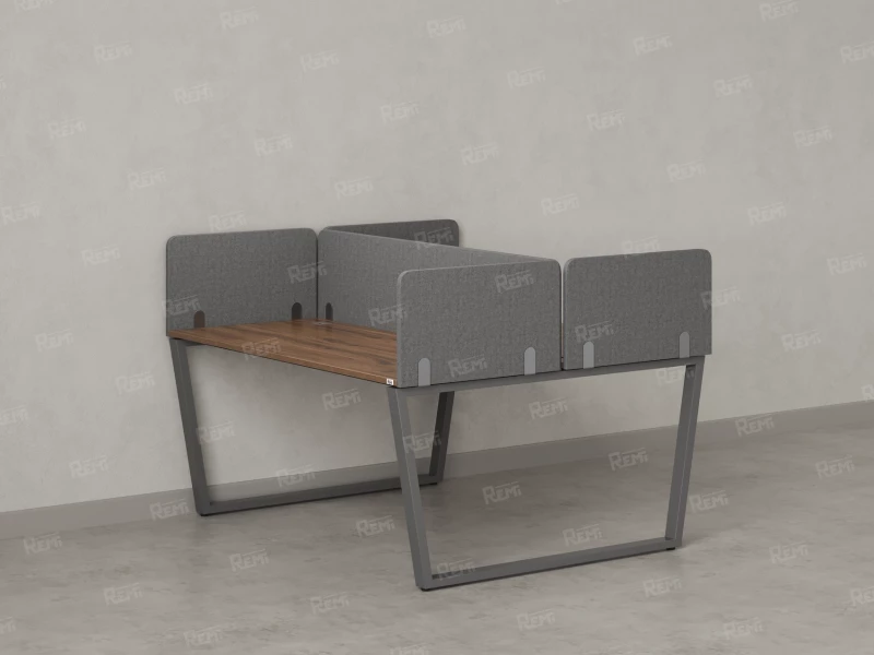 Бенч-система, 2 рабочих места, 5 тканевых экранов 1600x1200x750 RM172-3-16x12 Дуб Юстус/Серый