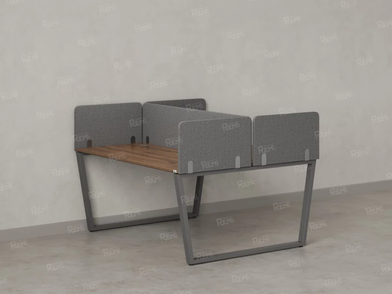 Бенч-система, 2 рабочих места, 5 тканевых экранов 1600x1200x750 RM172-3-16x12 Дуб Юстус/Серый