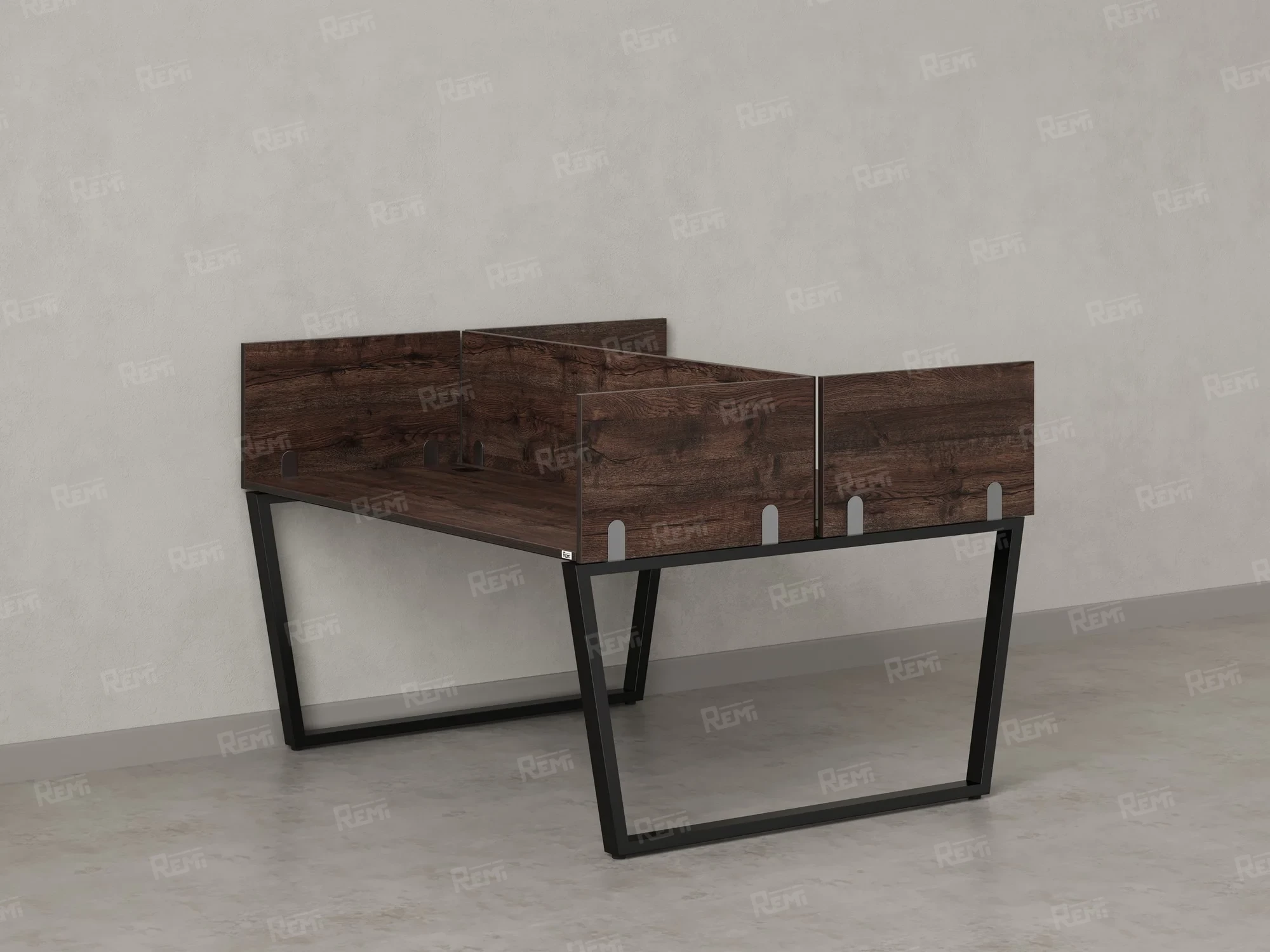 Бенч-система, 2 рабочих места, 5 ЛДСП экранов 1000x1400x750 RM172-4-10x14 Дуб Апрельский шоколад/Черный